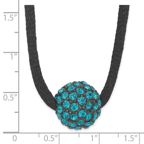 1928 Jewelry Black-Plated Teal Glass Stones Fireball Adjustable 16 Inch Satin Cord Necklace with 3 Inch Extension - View 2