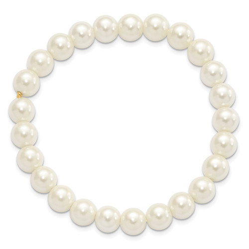 1928 Jewelry 8 mm Ivory Simulated Pearl Stretch Bracelet - View 2