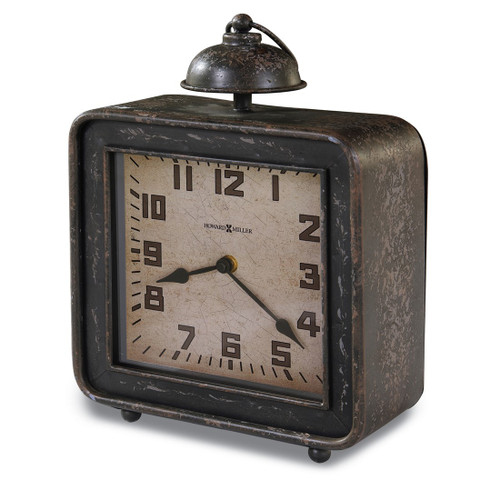 Howard Miller Collins Antique Black Finish Metal Quartz Mantel Clock with Faux Bell