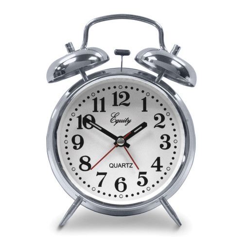 Silver-Tone Twin Bell Analog Quartz Alarm Clock