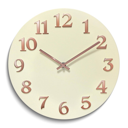 Vogue Ivory Resin with Rose-Tone Numbers Quartz Wall Clock