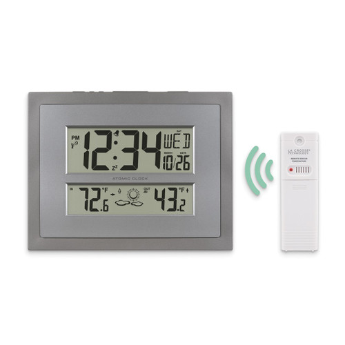 Silver-Tone Digital Atomic Clock - View 2