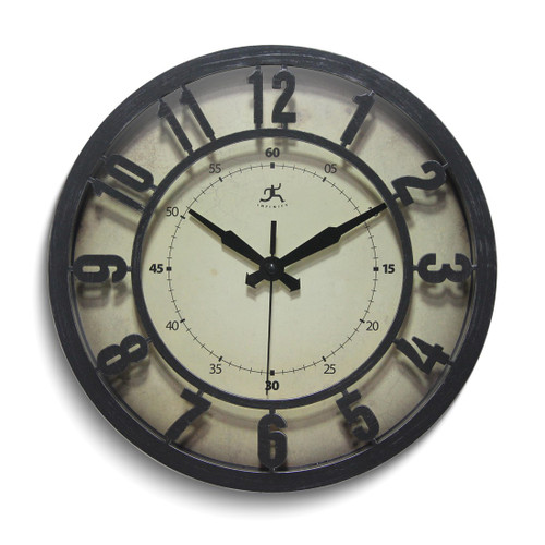 Black 3D 12 Inch Round Wall Clock