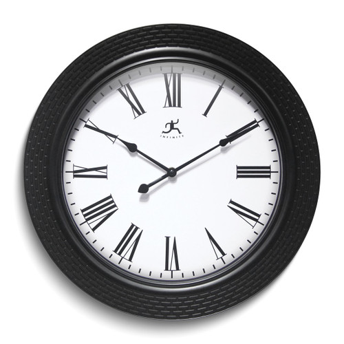 Black Roman Weave 16 Inch Quartz Movement Wall Clock