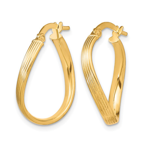 10K Yellow Gold Hollow Polished Hinged Hoop Earrings, 23 mm - View 2