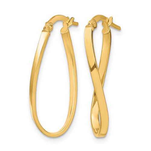 10K Yellow Gold Hollow Twist Hoop Earrings, 26 mm - View 2