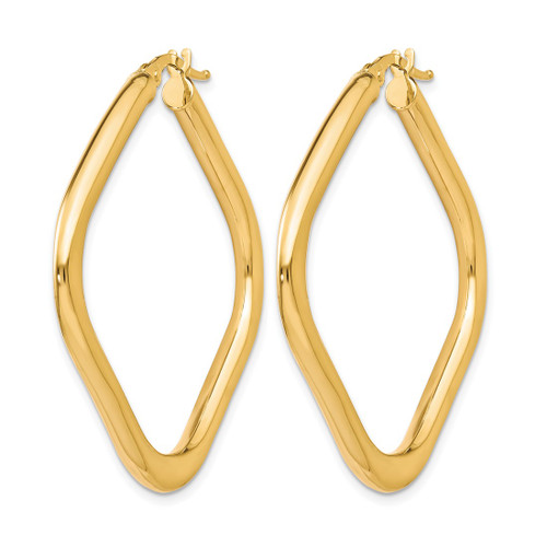 10K Yellow Gold Hollow Polished Square Hoop Earrings, 42 mm - View 2