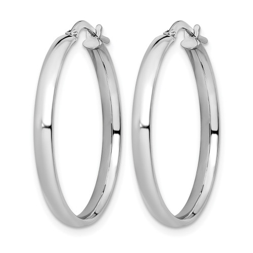Rhodium-Plated 10K White Gold Hollow Polished Hoop Earrings, 25 mm - View 2