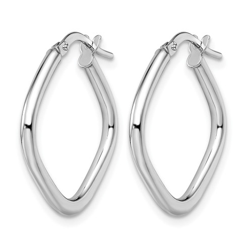 Rhodium-Plated 10K White Gold Hollow Polished Square Hoop Earrings, 22 mm - View 2