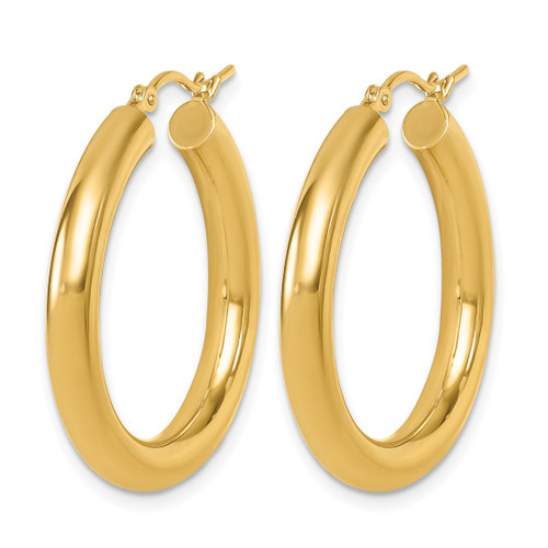 10K Yellow Gold Hollow Polished Lightweight Hoop Earrings, 30 mm - View 2