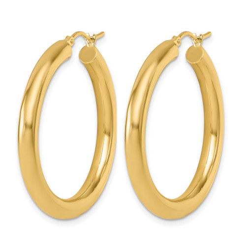 Rhodium-Plated 10K Yellow Gold Hollow Polished Lightweight Hoop Earrings, 35 mm - View 2