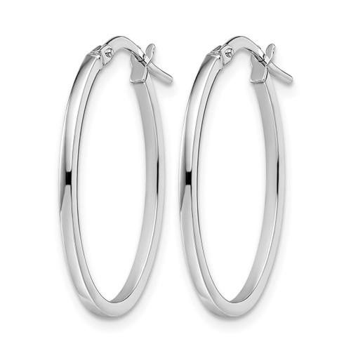 Rhodium-Plated 10K White Gold Hollow Polished Oval Hoop Earrings, 23 mm - View 2