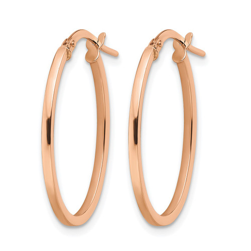 10K Rose Gold Hollow Polished Oval Hoop Earrings, 23 mm - View 2
