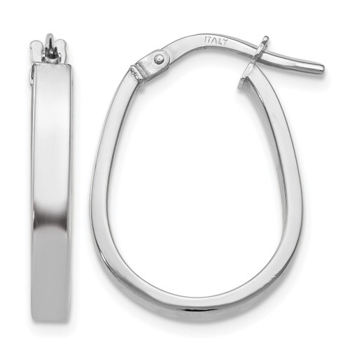 Rhodium-Plated 10K White Gold Hollow Polished U-Shape Hoop Earrings, 22 mm