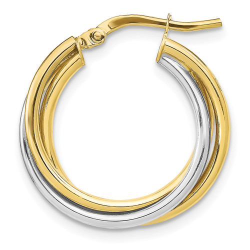 10K Two-Tone Gold Polished Hoop Single Earring