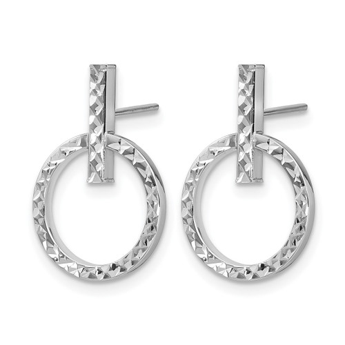 Rhodium-Plated 10K Yellow Gold Hollow with White Rhodium Plating Polished Diamond-Cut Post Dangle Earrings, 20.1 mm - View 2