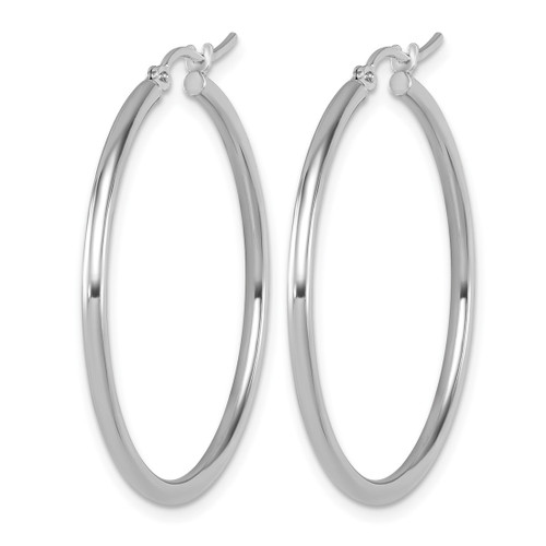 Rhodium-Plated 10K White Gold Polished Hinged Hoop Earrings, 25 mm - View 2