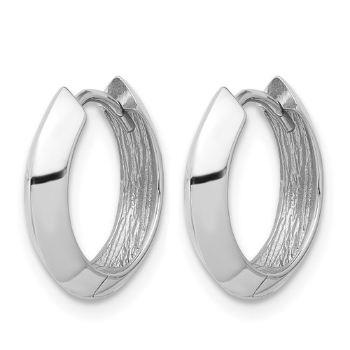 Rhodium-Plated 10K White Gold Polished Hinged Huggie Hoop Earrings, 14.6 mm - View 2