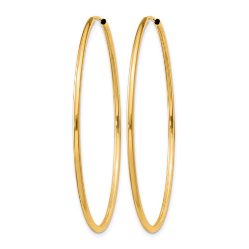 10K Yellow Gold 1.5 mm Polished Round Endless Hoop Earrings, 45 mm Long - View 2