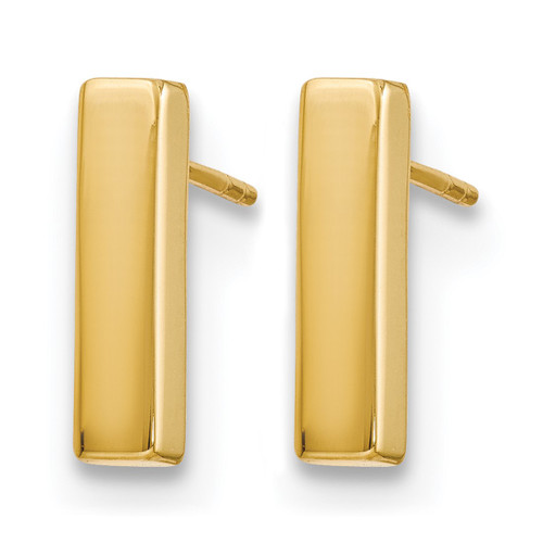 10K Yellow Gold Polished Post Bar Drop Earrings, 12.5 mm - View 2