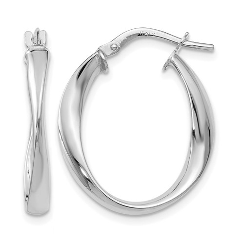 Rhodium-Plated 10K Yellow Gold with White Rhodium Plating Polished Hoop Earrings, 25 mm
