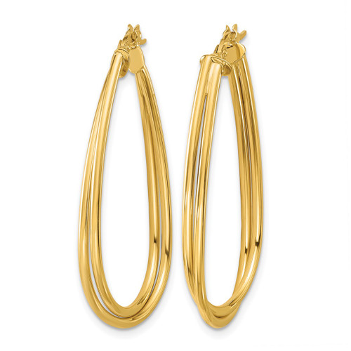 10K Yellow Gold Polished Twist Teardrop Hoop Earrings, 38.75 mm - View 2