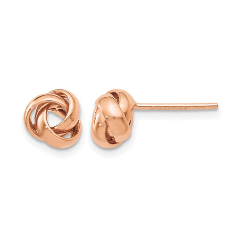 10K Rose Gold Hollow Polished Stud Earrings, 8 mm