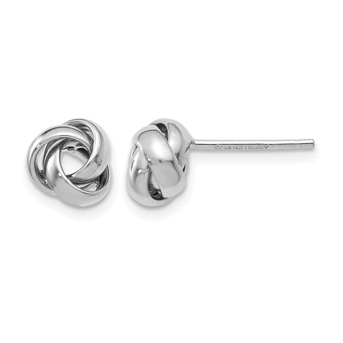 Rhodium-Plated 10K White Gold Hollow Polished Stud Earrings, 8 mm
