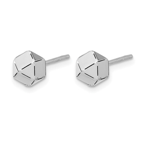 Rhodium-Plated 10K White Gold Hollow Polished Geometric Ball Stud Earrings, 5.6 mm - View 2