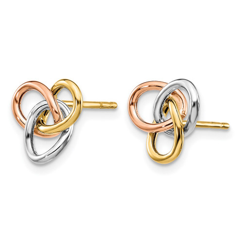 10K Tri-Color Gold Polished Rings Stud Earrings, 9.8 mm - View 2