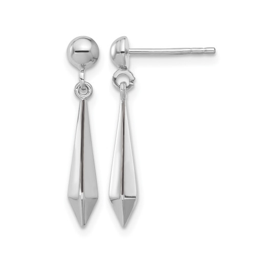 Rhodium-Plated 10K White Gold Polished Post Dangle Earrings, 24 mm