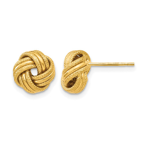 10K Yellow Gold Knot Polished Diamond-Cut Stud Earrings, 8 mm