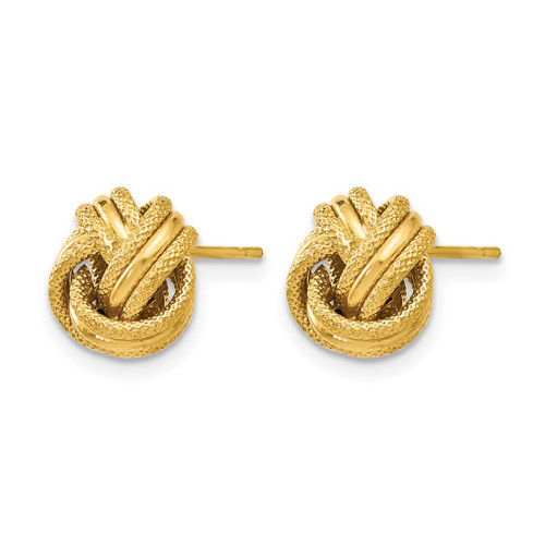 10K Yellow Gold Knot Polished Diamond-Cut Stud Earrings, 8 mm - View 2