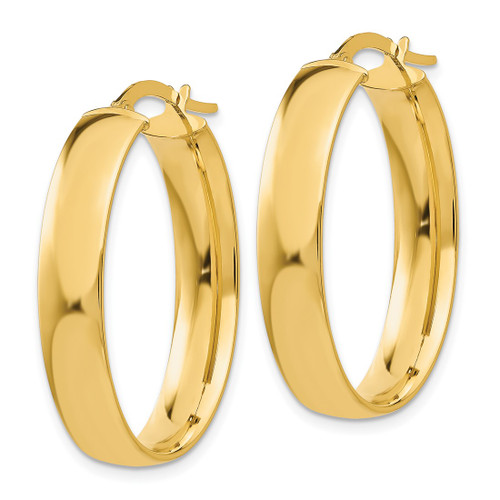 10K Yellow Gold Hollow 5.75 mm Polished Oval Hoop Earrings, 18 mm Long - View 2