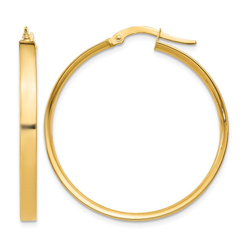 10K Yellow Gold Hollow 3 mm XL Hoop Earrings, 33 mm Long