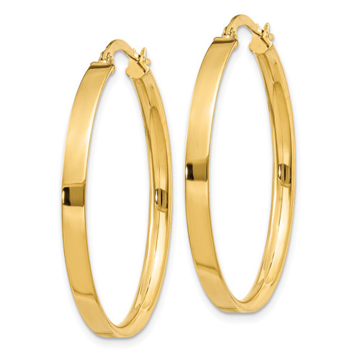 10K Yellow Gold Hollow 3 mm XL Hoop Earrings, 33 mm Long - View 2