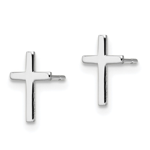 Rhodium-Plated 10K White Gold Polished Cross Stud Earrings - 10REL172W - View 2