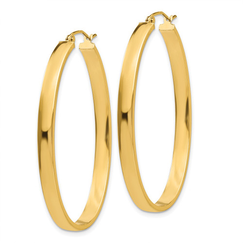 10K Yellow Gold Hollow Lightweight Oval Hoop Earrings, 42 mm - View 2