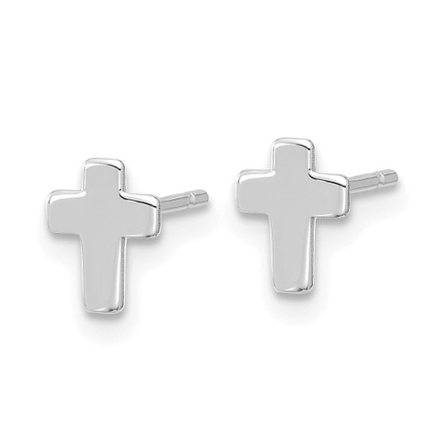 Rhodium-Plated 10K White Gold Polished Tiny Cross Stud Earrings - 10TE664W - View 2