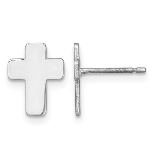 Rhodium-Plated 10K White Gold Polished Cross Stud Earrings - 10TE978W