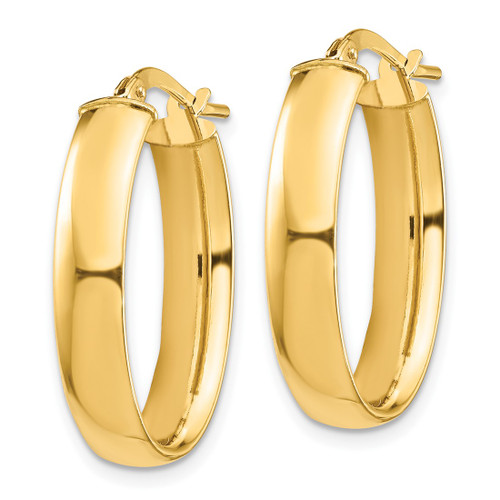 10K Yellow Gold Hollow High Polished 5 mm Oval Hoop Earrings, 25.5 mm Long - View 2