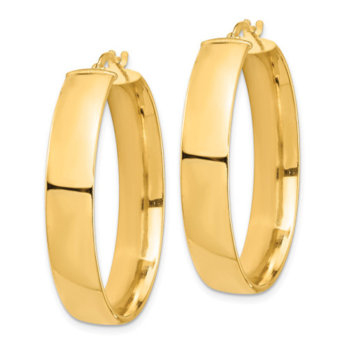10K Yellow Gold Hollow High Polished 7 mm Hoop Earrings, 35.5 mm Long - View 2