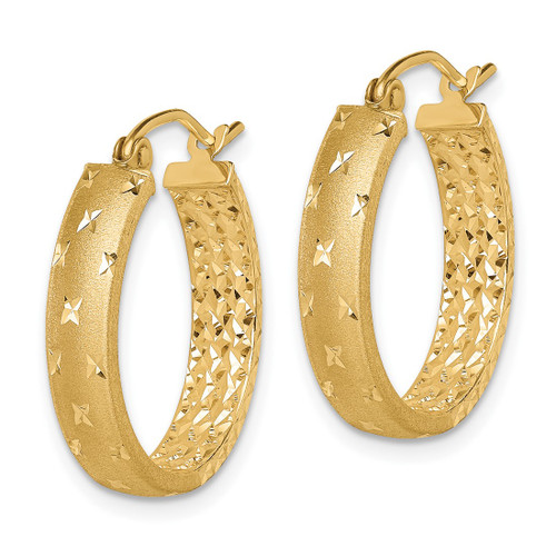 10K Yellow Gold Hollow Polished Diamond-Cut In/Out Hoop Earrings, 18 mm - View 2