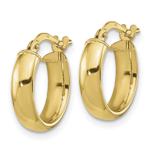 10K Yellow Gold Hollow Polished 3.7 mm Hoop Earrings, 14 mm Long - View 2