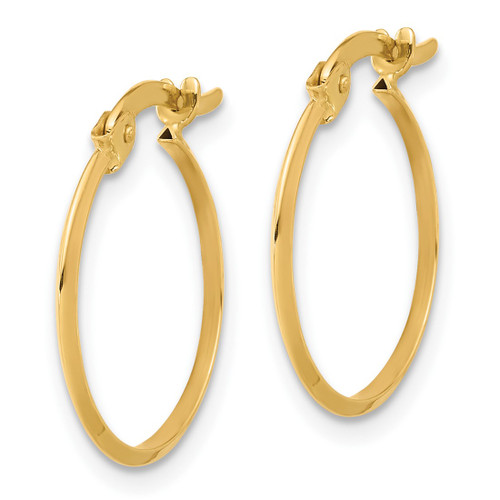 10K Yellow Gold Hollow Polished Knife Edge Hoop Earrings, 18.5 mm - View 2