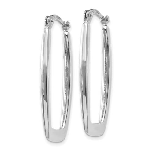 Rhodium-Plated 10K White Gold Hollow Polished 2.25 mm Rectangle Hoop Earrings, 33 mm Long - View 2