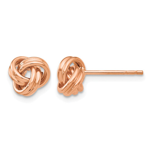 10K Rose Gold Hollow Polished Love Knot Stud Earrings, 7 mm