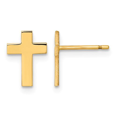 10K Yellow Gold Polished Cross Stud Earrings - 10XR2159