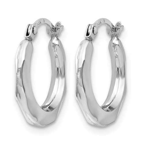 Rhodium-Plated 14K White Gold Hollow Polished Round Hoop Earrings, 15 mm - View 2
