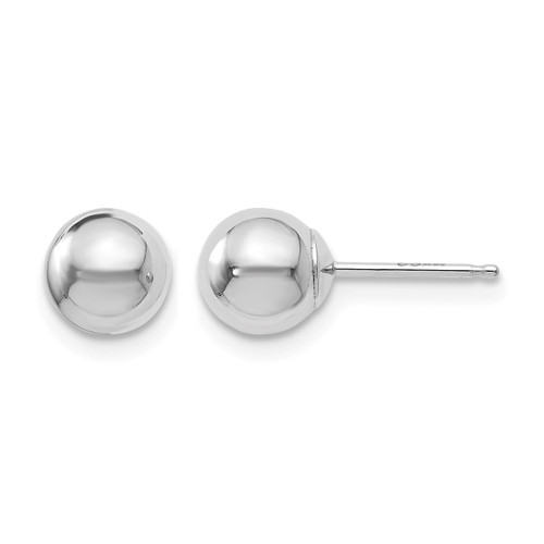 Rhodium-Plated 14K White Gold Hollow Polished 6 mm Ball Stud Earrings